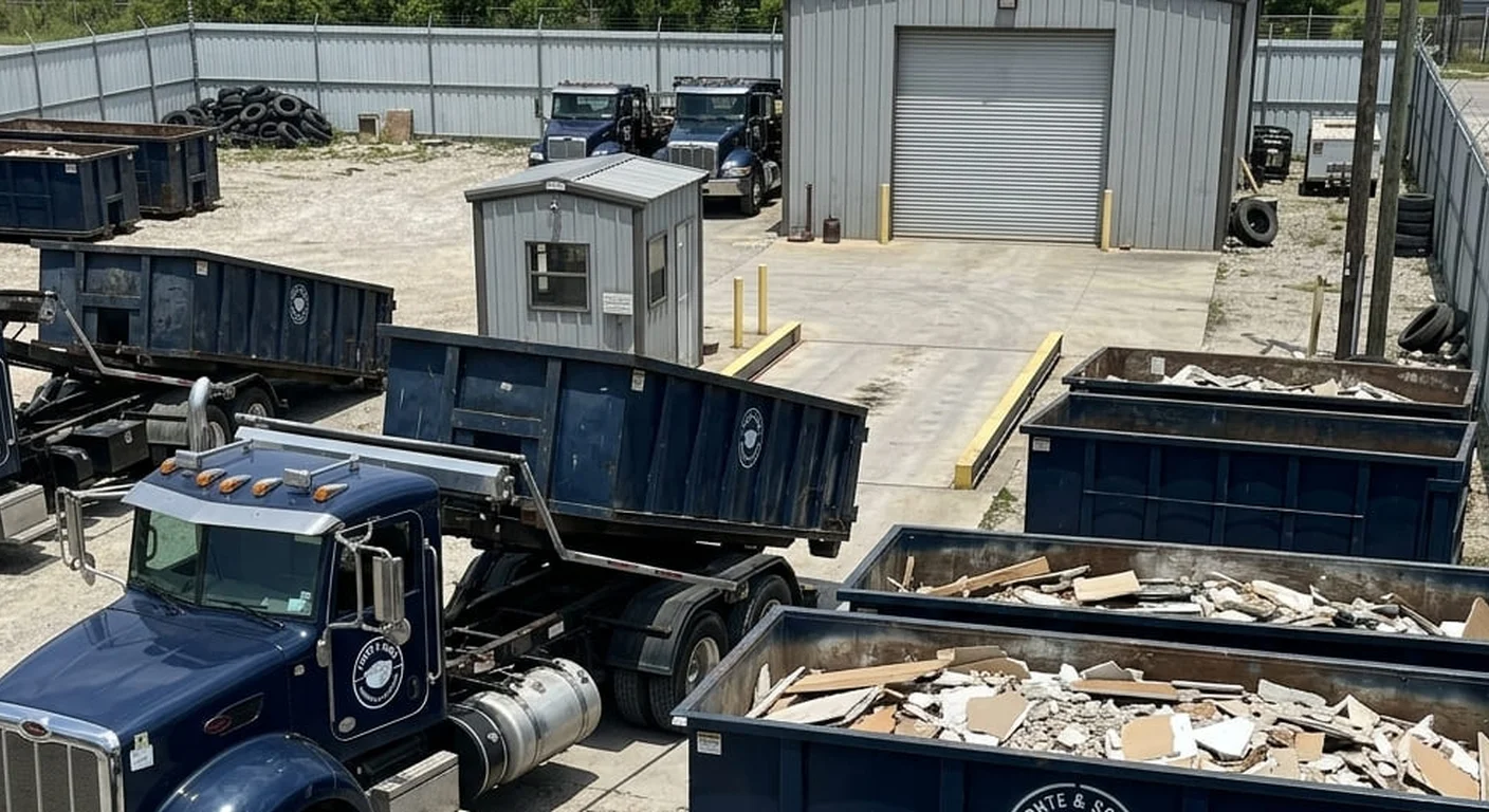 Fonte & Sons Dumpster Rental fleet — serving Denham Springs, LA Part of the Fonte & Sons Dumpster Rental fleet, staged and ready for a job near Denham Springs, LA