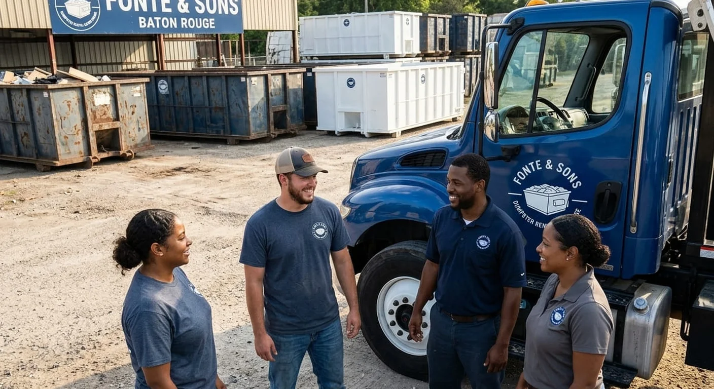 Fonte & Sons Dumpster Rental team — serving Prairieville, LA The Fonte & Sons Dumpster Rental team, proudly serving Prairieville, LA